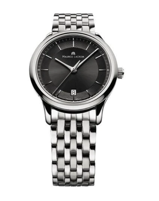 MAURICE LACROIX LES CLASSIQUES. De horloges uit de Les Classiques collectie spreken tot onze verbeelding door hun zorgvuldig, tijdloos design. Het zijn de beproefde, elegante klassiekers voor de liefhebber van een strak klassiek horloge. Kastdiameter 38 mm. Roestvrij staal. Saffier glas. Quartz uurwerk Datum aanduiding. Donkere grijze index wijzerplaat. 3 ATM waterbestendig. Roestvrij stalen band.